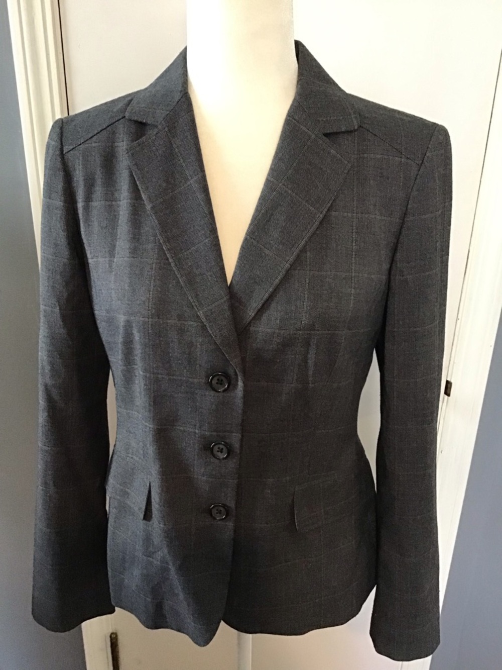 Banana Republic Gray Plaid Tailored Blazer